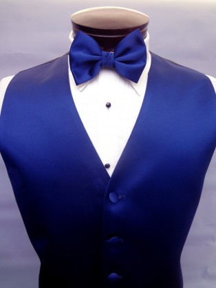 Navy Blue Satin Vest by Brandon Michael