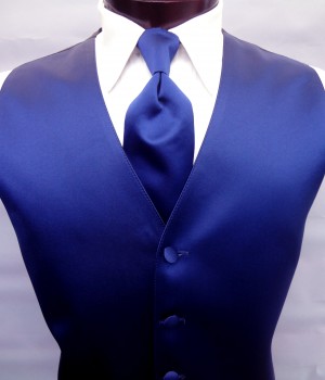 Navy Blue Satin Vest by Brandon Michael