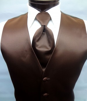 Chocolate Brown Satin Vest by Cardi