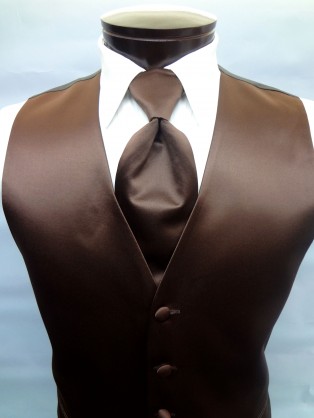 Chocolate Brown Satin Vest by Cardi