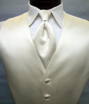 Ivory Satin Vest by Brandon Michael