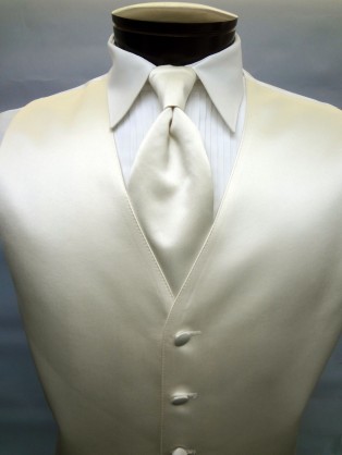 Ivory Satin Vest by Brandon Michael