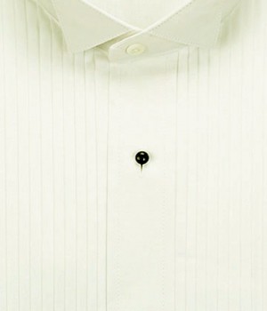 Ivory Pleated Wing Collar Tuxedo Shirt