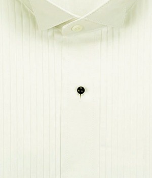 Ivory Pleated Wing Collar Tuxedo Shirt