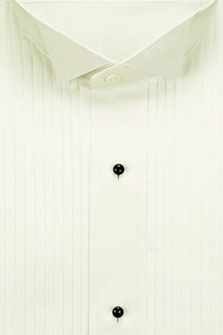 Ivory Pleated Wing Collar Tuxedo Shirt