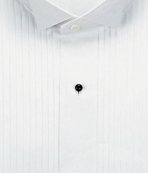 White Pleated Wing Collar Tuxedo Shirt