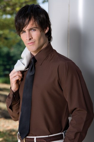 Brown Microfiber Tuxedo Shirt : Formal 