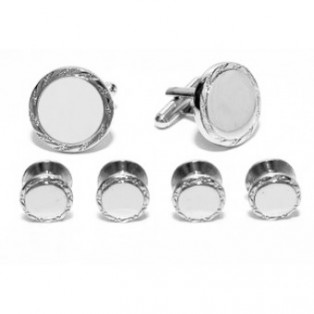 Engraveable Silver Cufflink and Stud Set