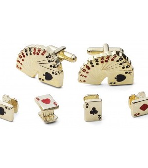 Gold “Deck of Cards” Cufflink and Stud Set