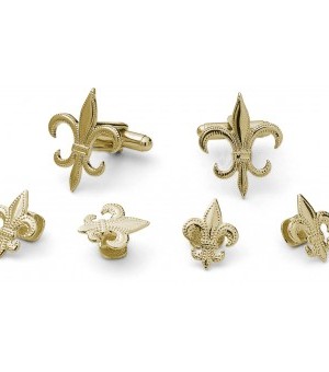 Gold Flor de Lis Cufflink and Stud Set