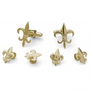 Gold Flor de Lis Cufflink and Stud Set