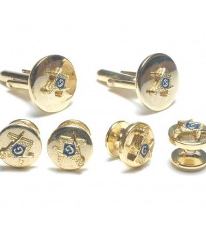 Gold Masonic Cufflink and Stud Set