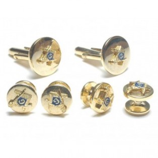 Gold Masonic Cufflink and Stud Set