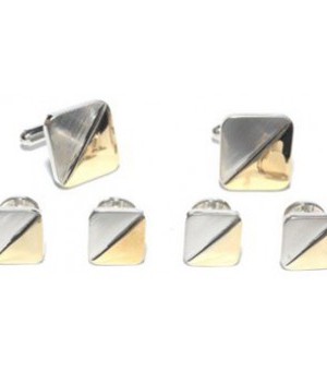 Silver and Gold Two Tone Cufflink and Stud Set