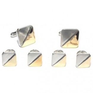 Silver and Gold Two Tone Cufflink and Stud Set