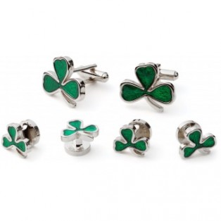 Silver Shamrock Cufflinks and Studs