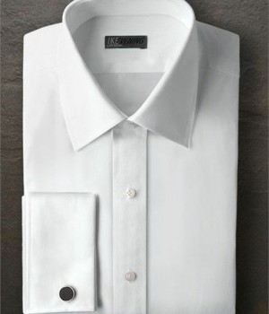 Ike Behar White Non Pleated laydown Collar Shirt