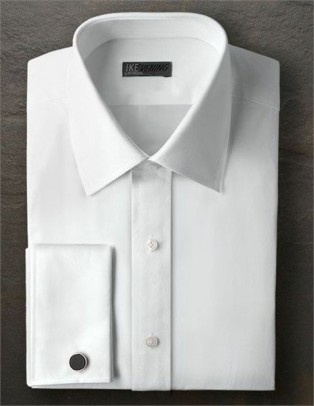 Ike Behar White Non Pleated laydown Collar Shirt