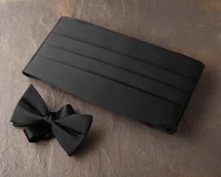 Solid Black Bow Tie & Cummerbund Set