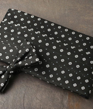 Black Circle Pattern Cummerbund & Bow Tie Set