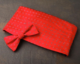 Red Pattern Cummerbund & Bow Tie